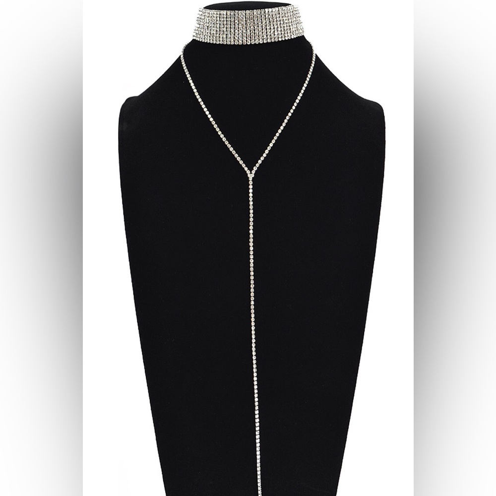Long Metal Mesh Band Choker Statement Necklace